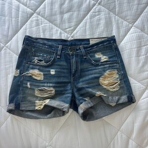Rag and bone dark wash cuffed denim shorts